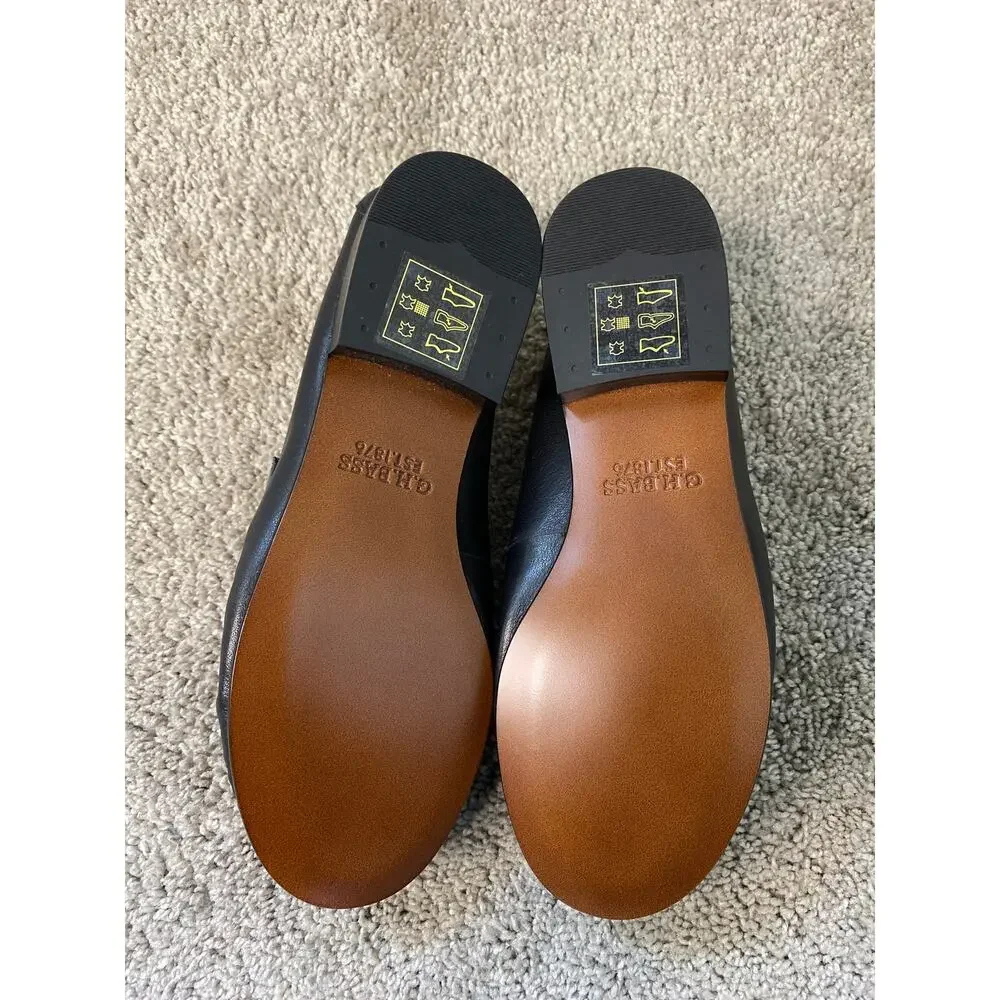 New G.H. Bass Black Leather Logo Loafers Women’s Size 5.5